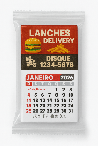 Ímã c/ Corte Reto 250g - Manta Total 4x5 - 4x0 -  Com Calendario 