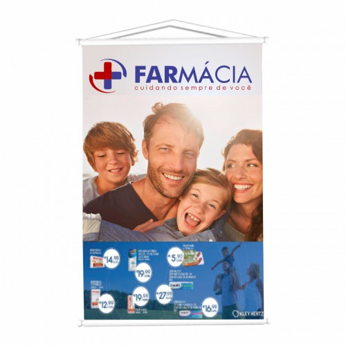 Banner Brilho 340G - Corda e Tubete - 85x120CM - Farmacia