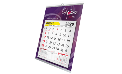 Folhinha com Bloco de Calendário e Vareta Metálica