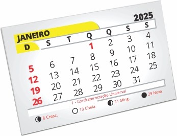 Blocos - Bloco Calendário para Ímã 7x4cm | 2025