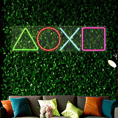 Painel Led Neon Ícones Playstation 85x25cm