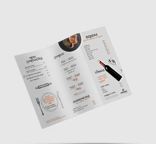 25 Cardápio G Laminação Fosca 2 Dobras Frente Verso 42x29,7